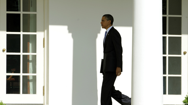 US President Barack Obama walks the West