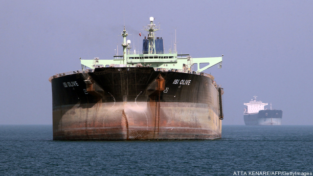 An oil tanker is seen off the port of Ba