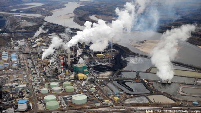 Aerial view of the Suncor oil sands extr