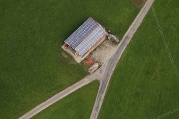 Aerial Views Of Solar Power Plant In Peiting