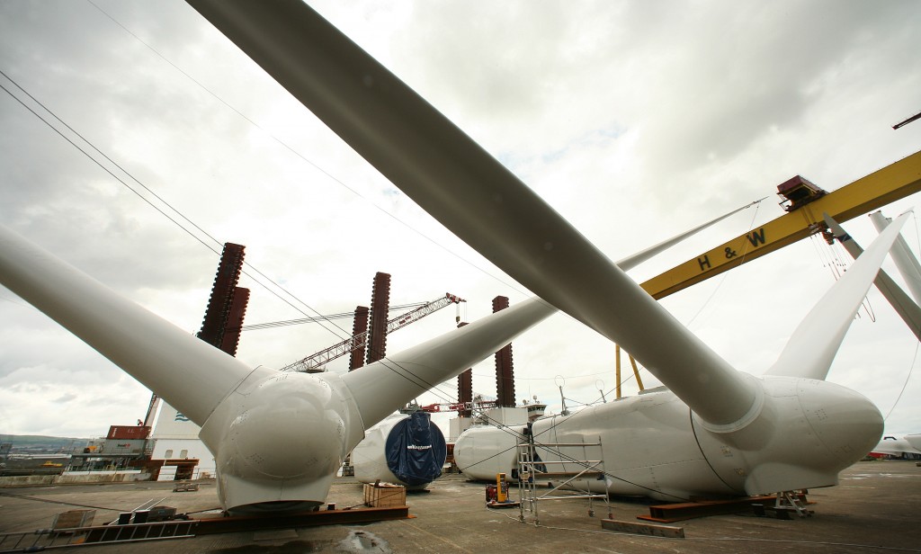 Wind Turbines Prepared at Harland and Wolff Shipyard