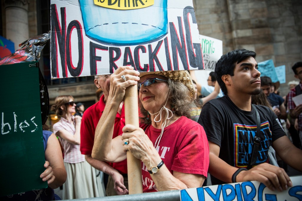 Anti-Fracking Demonstrators Protest Outside Fundraiser For Gov. Cuomo