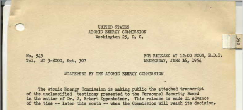 National Cryptologic Museum Exhibit Features Early Atomic Age, Oppenheimer  Letter > National Security Agency/Central Security Service > Article