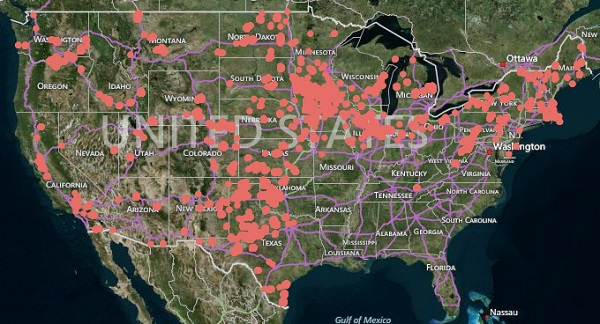 wind turbine location map