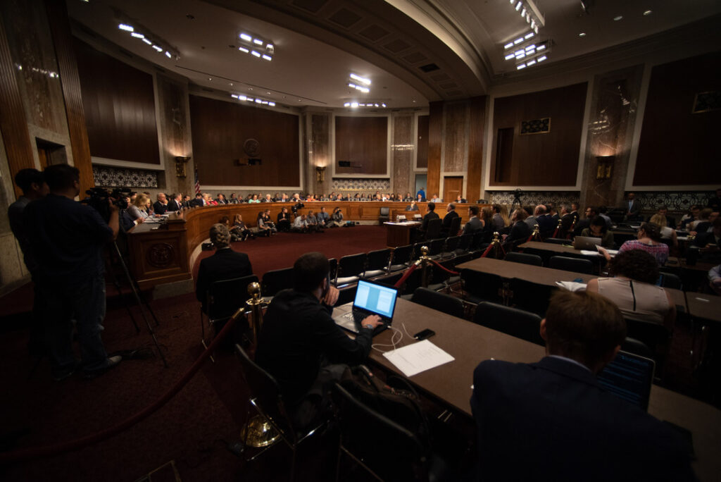 U.S. Secretary of the Army Dr. Mark T. Esper answers questions from members of the Senate Armed Services Committee during his confirmation hearing at the Dirksen Senate Office Building, Washington, D.C., July 16, 2019. Esper was nominated for Secretary of Defense by President Donald J. Trump on July 15, 2019. (DoD photo by U.S. Army Sgt. Amber I. Smith)