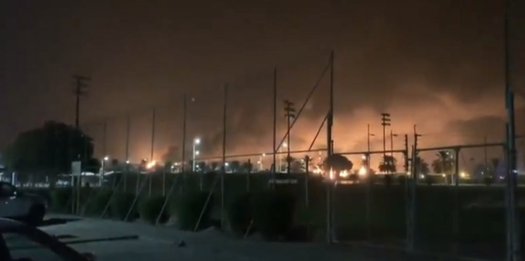 Fires after Iranian strikes on Saudi Arabian oil facilities