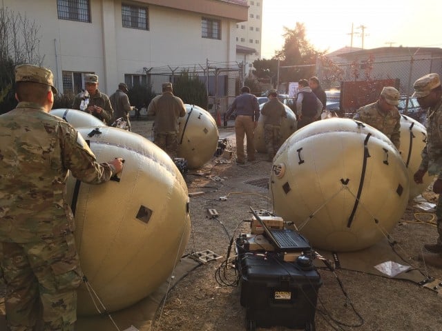 Soldiers from the Eighth Army are shown training on the Inflatable Satellite Antenna (ISA) improvement to the Combat Service Support Very Small Aperture Terminal (CSS VSAT) at Camp Henry, South Korea, January, 2019. 