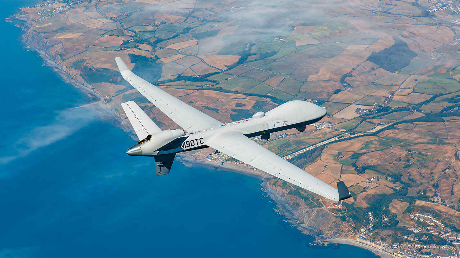General Atomics’ MQ-9B SkyGuardian flies across Atlantic for RAF100 event (General Atomics)