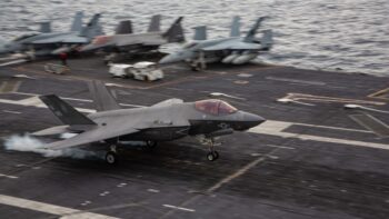 F-35 conducts routine training aboard USS Abraham Lincoln