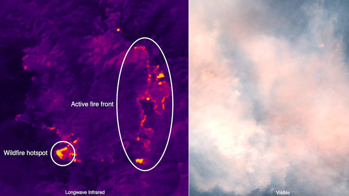 Hydrosat wildfire image using Landsat etc.