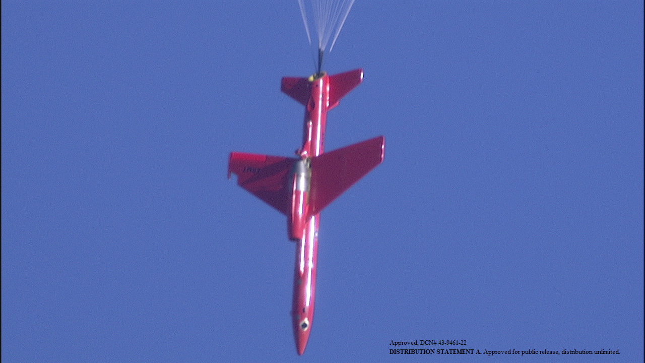 Target Drone in Recovery Parachute Following High Energy Laser Engagement
