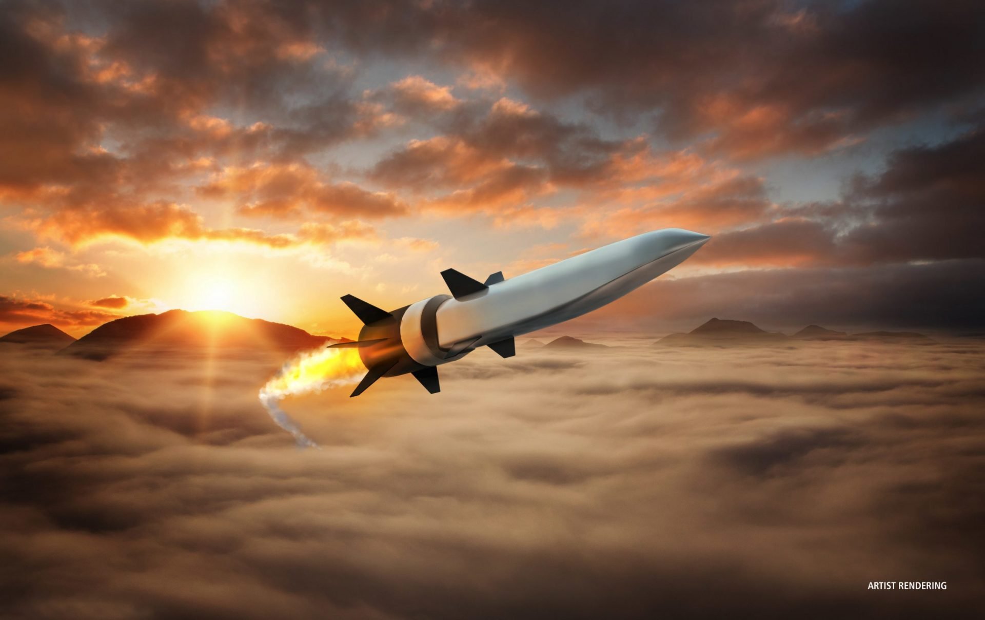 Artist’s conception of the Raytheon-Northrop Grumman scramjet-powered Hypersonic Air-breathing Weapon Concept (HAWC) that successfully completed its first flight test in September.