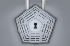 Pentagon Padlock Security Defense Concept Illustration