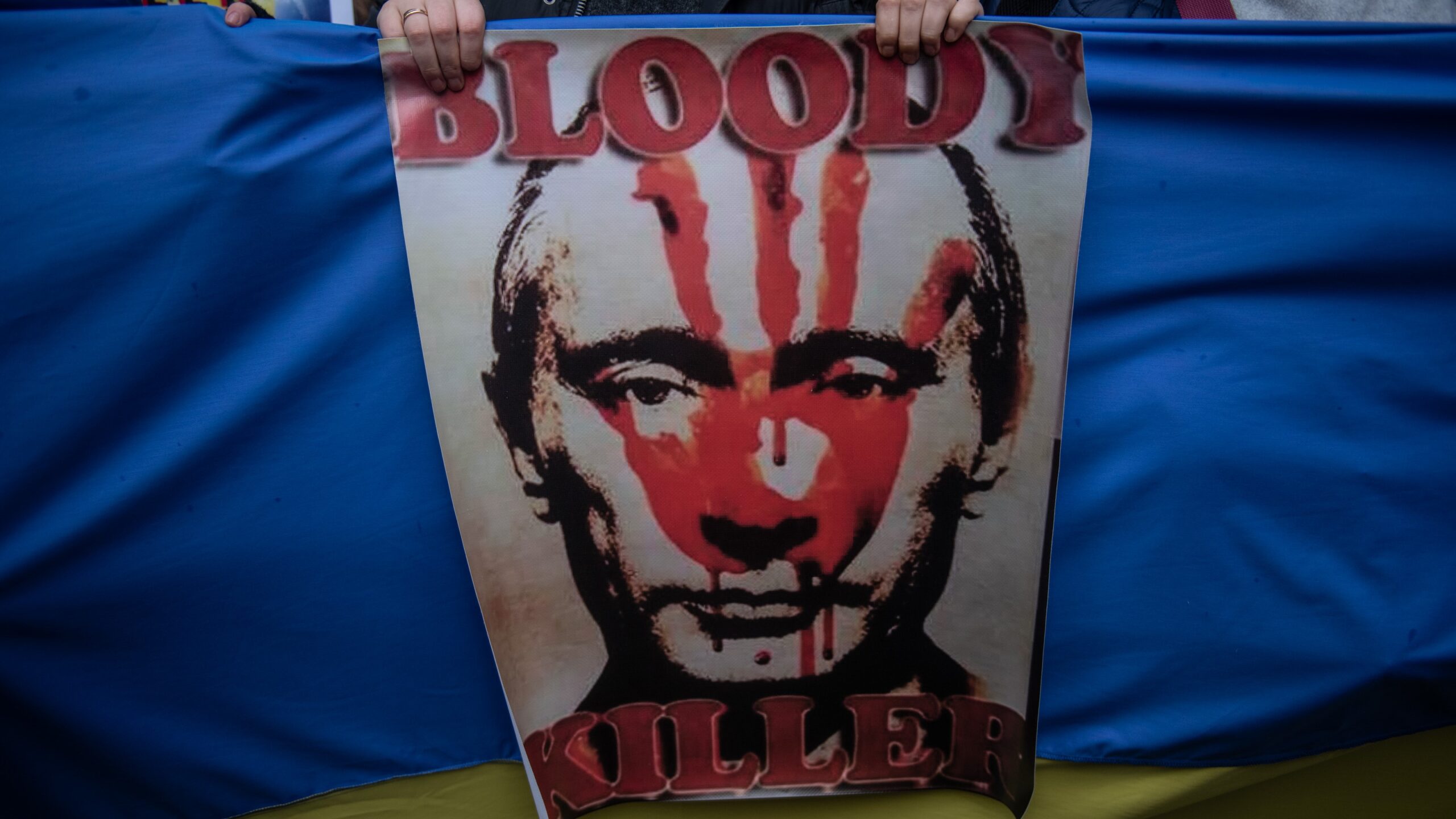 Putin poster protest ukraine