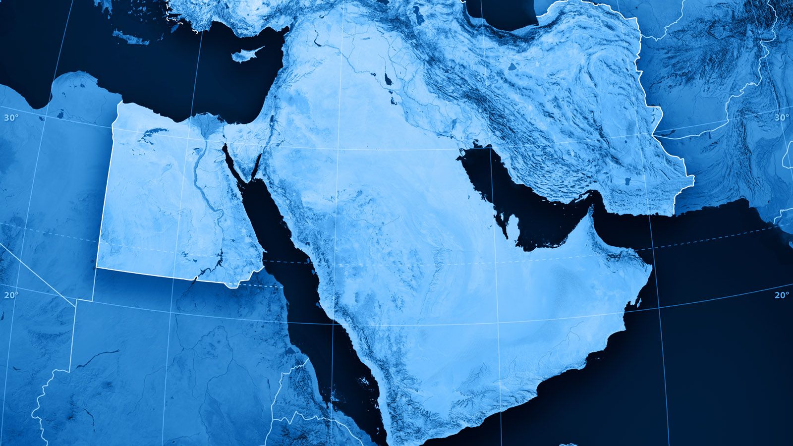 خريطة طبوغرافية للشرق الأوسط