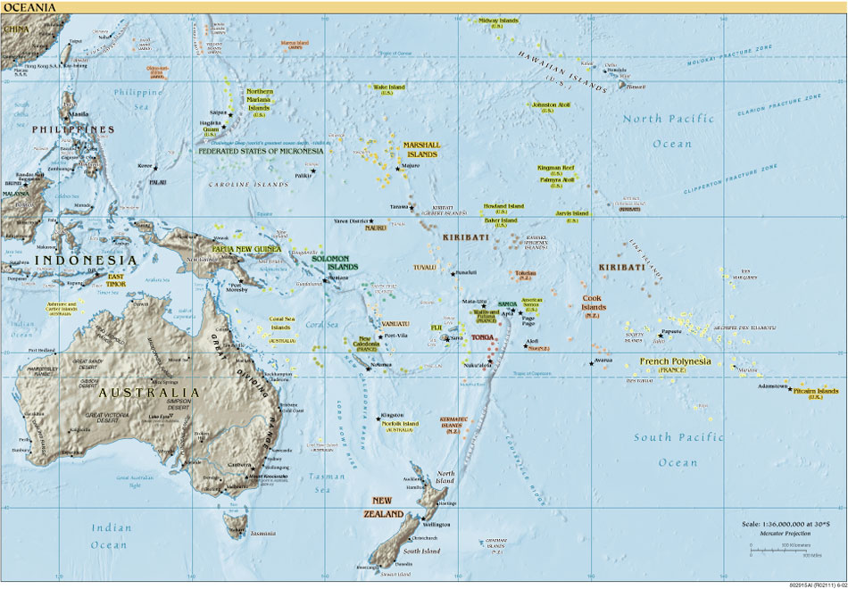 CIA map of Oceania, Pacific Islands
