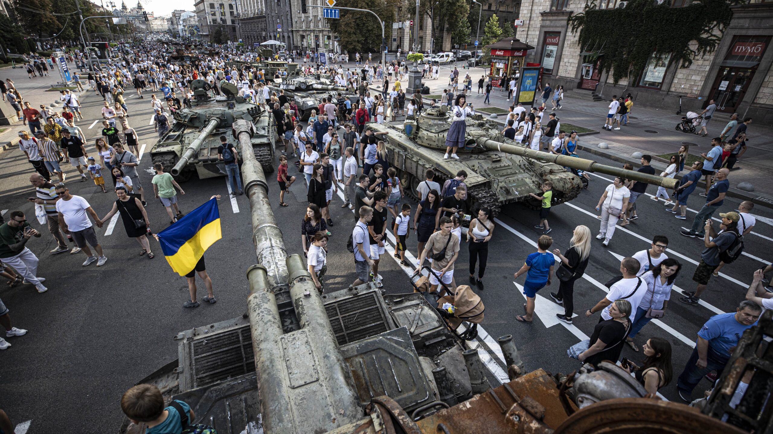 Ukraine displays destroyed Russian armored vehicles ahead of 31st anniversary of Independence Day