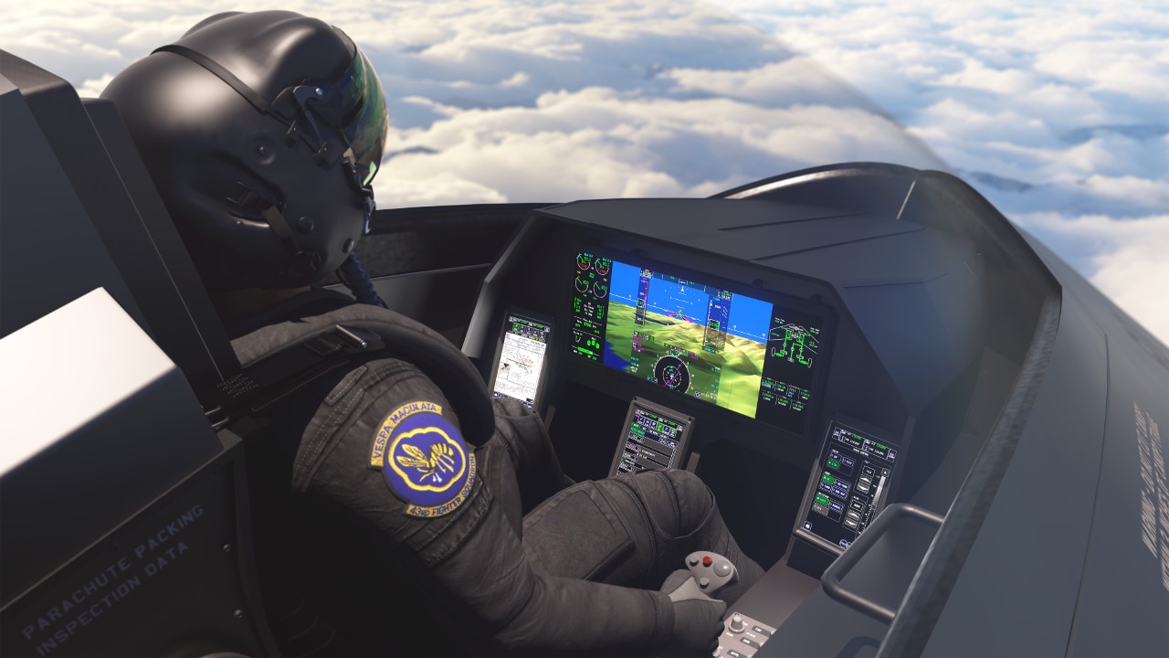 Collins Aerospace’s concept of a Mosarc cockpit for 6th-generation fighters.