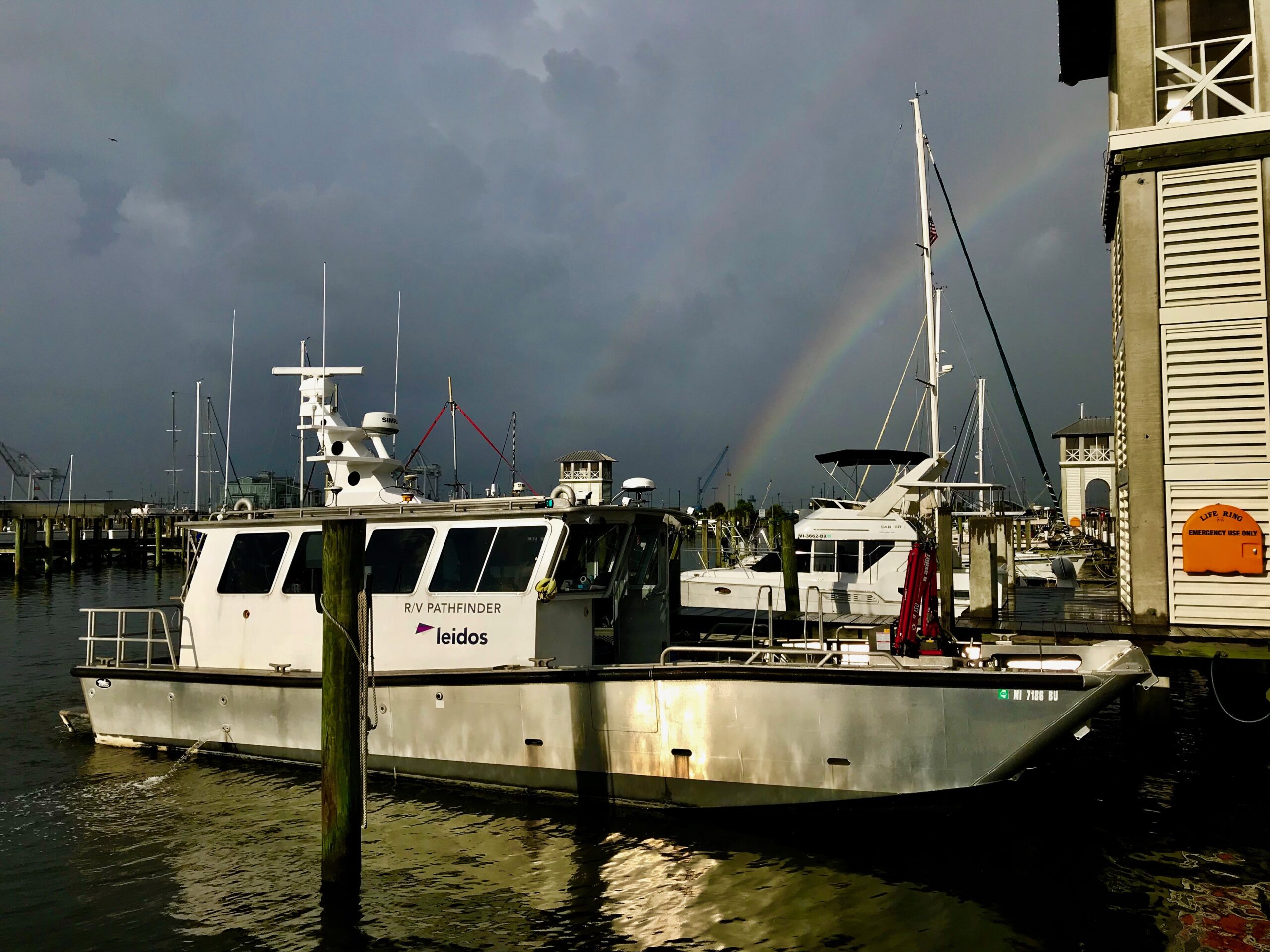 Leidos autonomous hydrography research platform PATHFINDER, homeported in Gulfport MS. (Photo courtesy of Leiods).