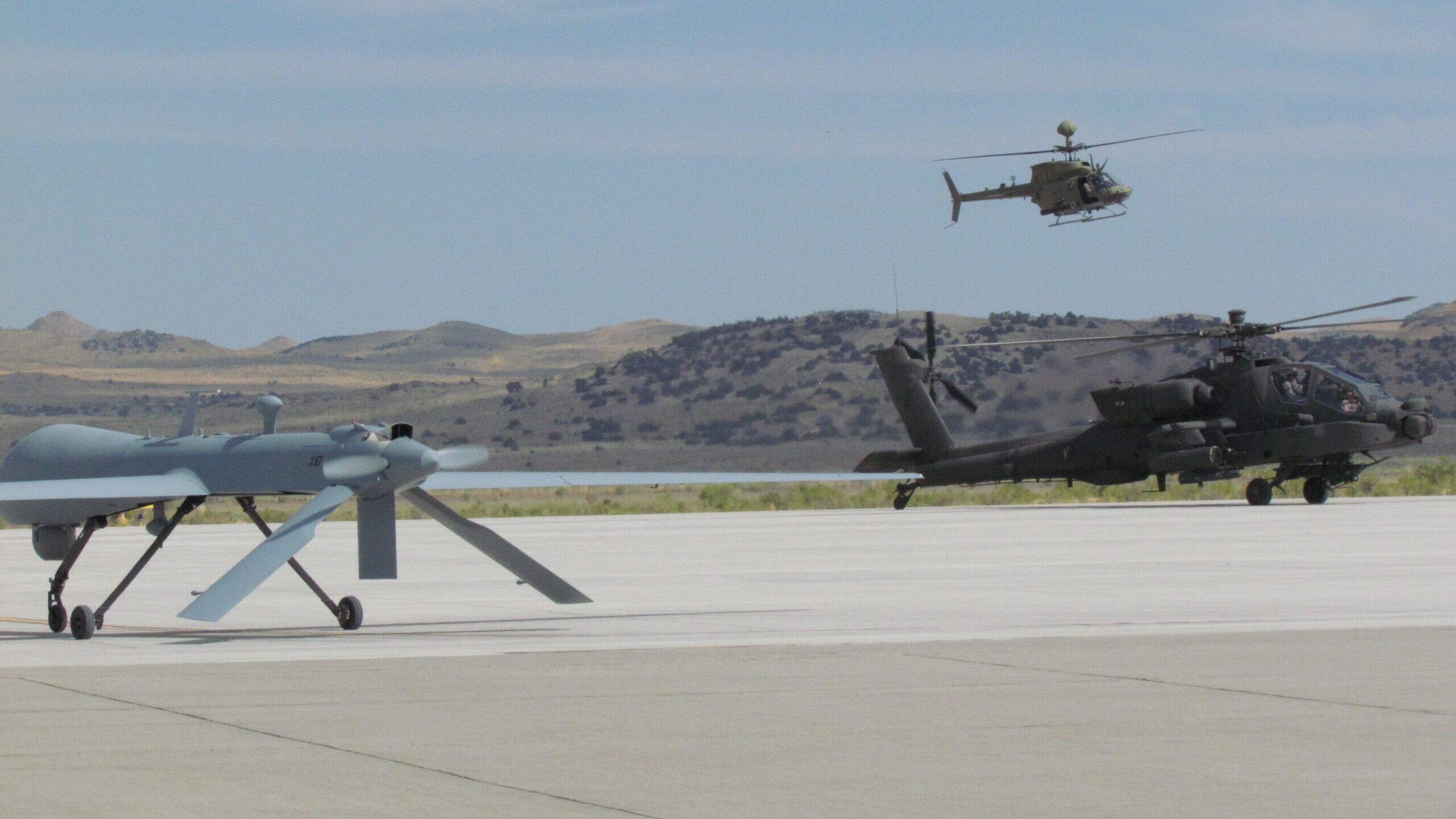 MQ-1C Grey Eagle – AH-64 Apache – OH-58D Kiowa Warrior