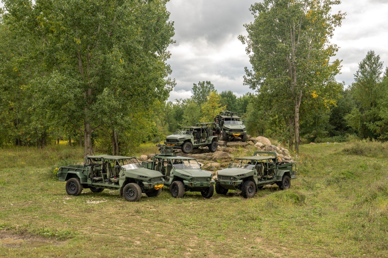 Shown is GM Defense’s Infantry Squad Vehicle (ISV) family of vehicles.