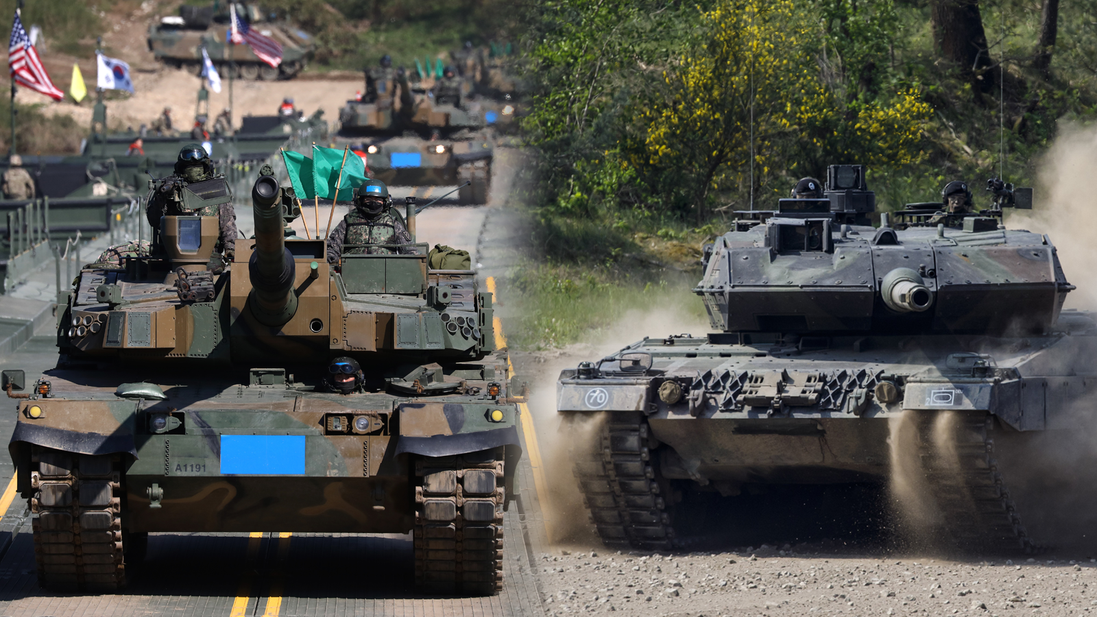 South Korean K2 tank interposed next to a German Leopard tank
