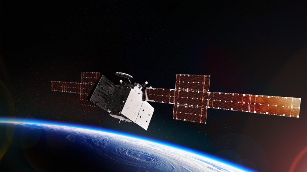 Artists rendering of Boeing's WGS-11+, an upgraded version of the Space Force's Wideband Global Satcom military communications satellites (Boeing)