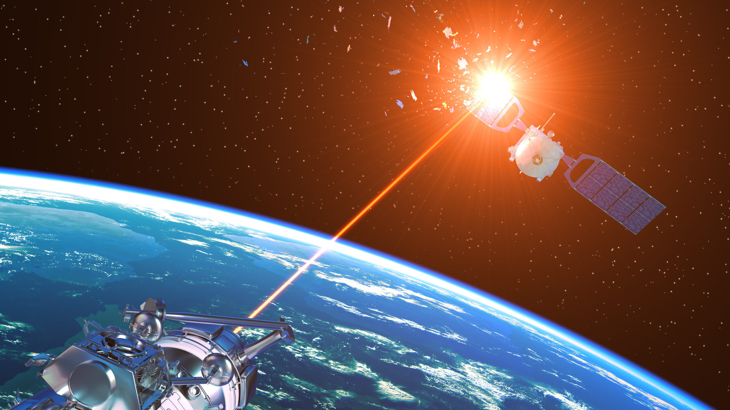Laser Cannon Incapacitates Enemy Satellite In Space