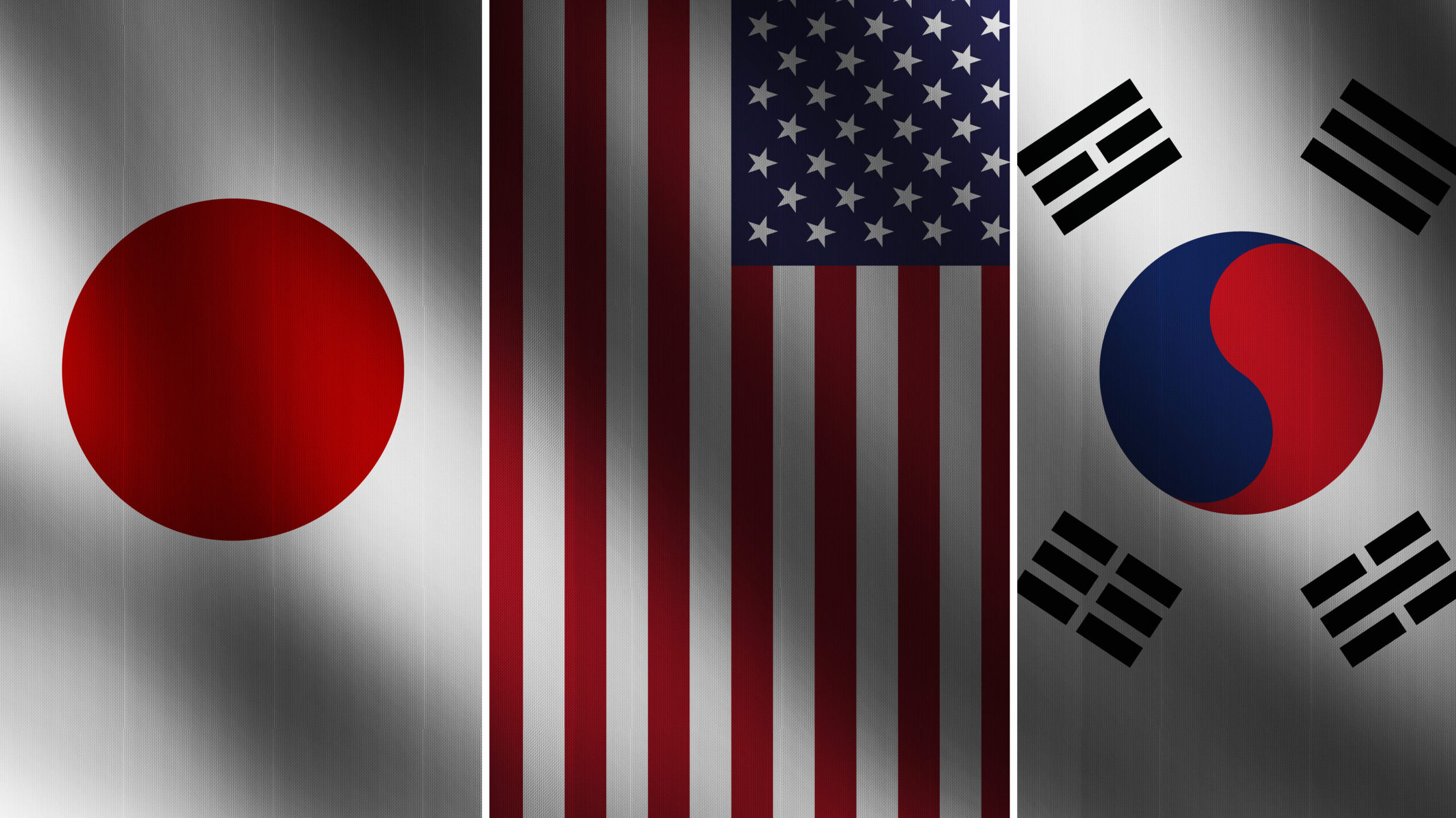United States of America Japan and South Korea flag