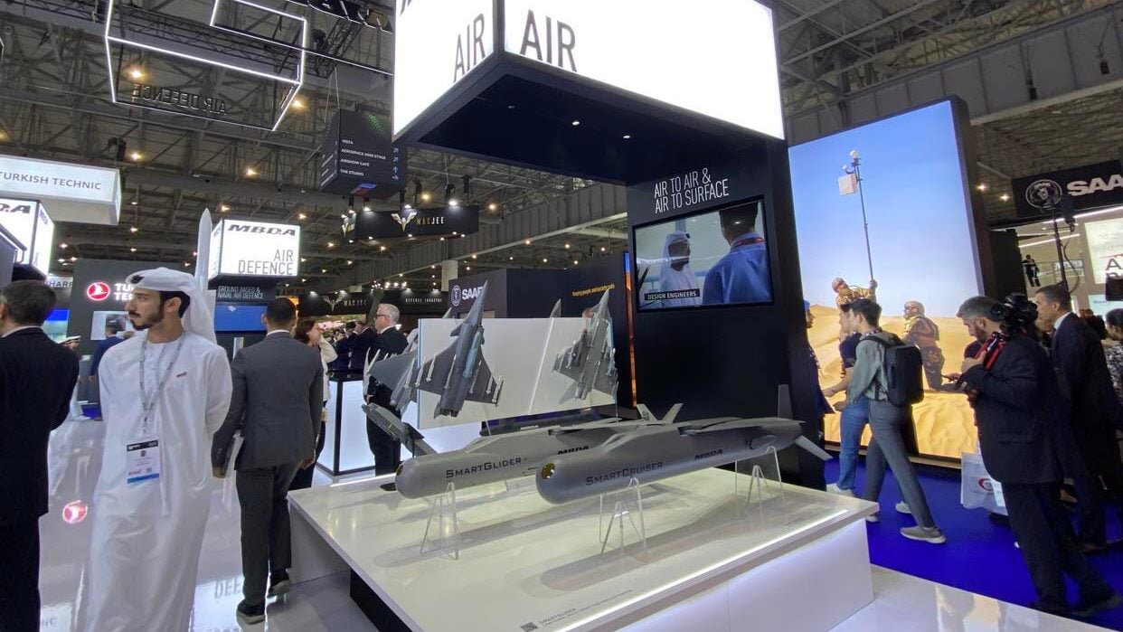 Smart Glider and Smart Cruiser weapon systems at MBDA stand at Dubai Airshow 2023