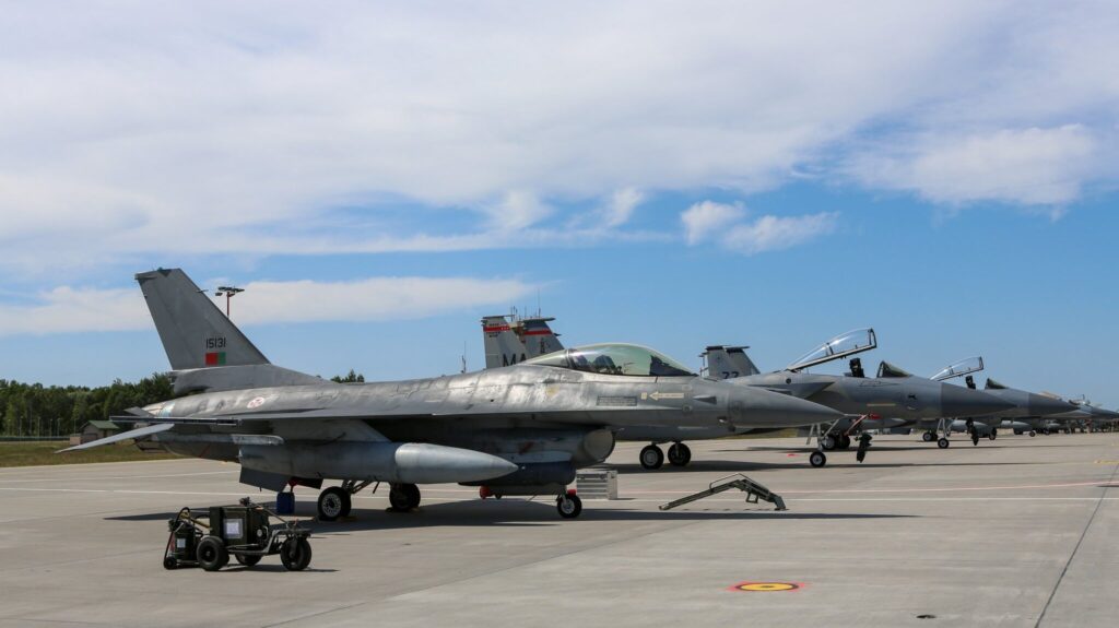 The Portuguese Air Force has outlined a new 'vision' to replace F-16 jets (pictured) with US F-35s but an acquisition process is not at hand. (Portuguese Air Force on X)