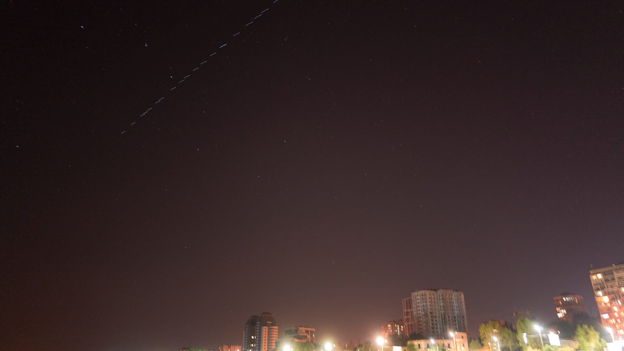 Starlink Satellites Above Ukraine At Night