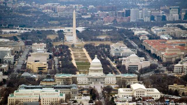 The skyline of Washington, DC, including